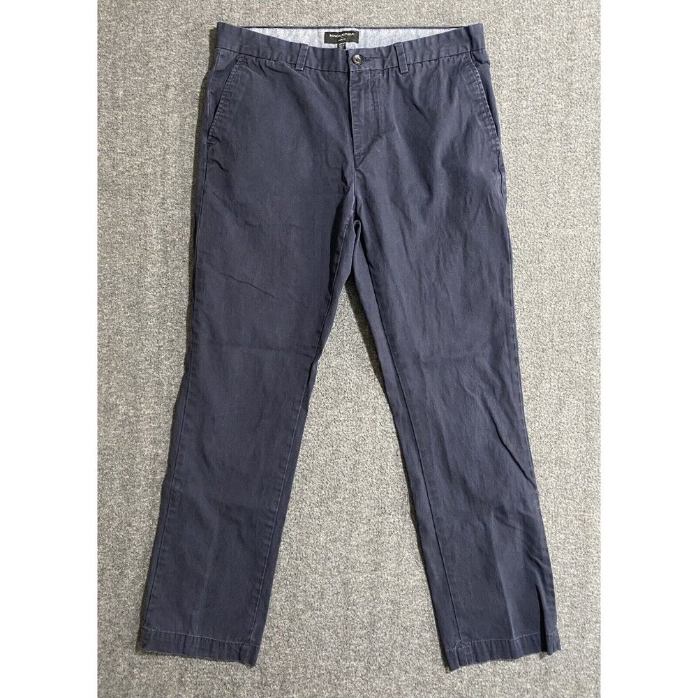 Banana Republic Fulton Skinny Fit Chino Pants Men  Blue Geometric Size 33/32